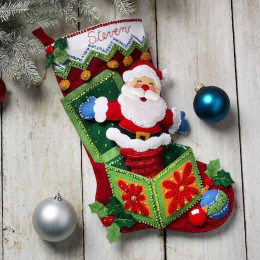 Bucilla Felt Christmas Stocking Kit Surprise Santa Buddly Crafts