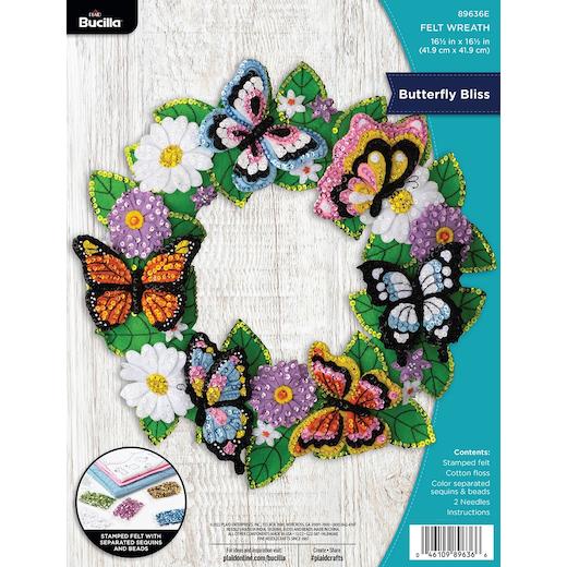 Bucilla 16 5 Felt Wreath Applique Kit Butterfly Bliss Buddly Crafts