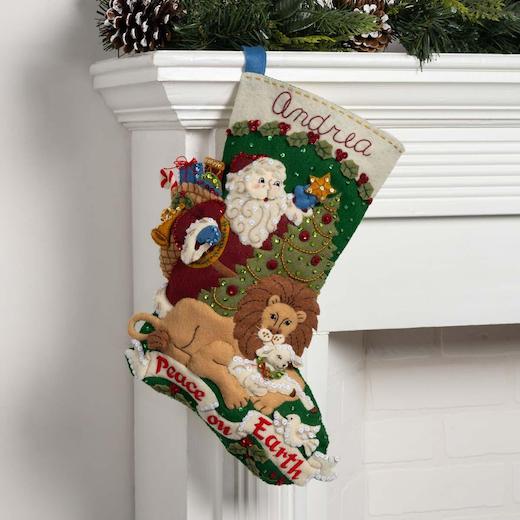 Bucilla Felt Christmas Stocking Kit Let There Be Peace Buddly