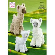 King Cole Tufty Chunky Yarn Knitting Pattern 9101 Teddy Bears 2 Sizes