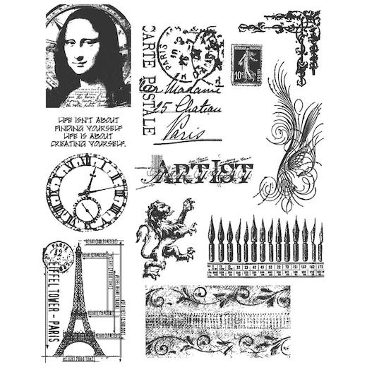 7-Inch by 8.5-Inch Attic Treasures Stampers Anonymous CMS-LG-123 Tim Holtz Cling Rubber Stamp Set