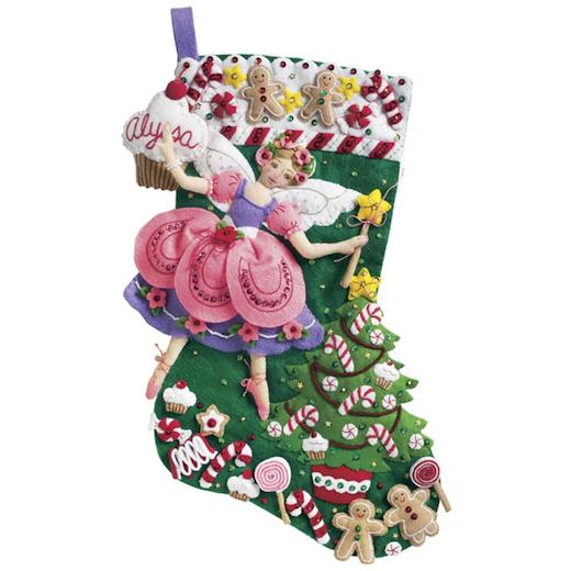 Bucilla Sugarland Fairy Stocking Kit - 18 Inch Felt Applique Christmas Stocking