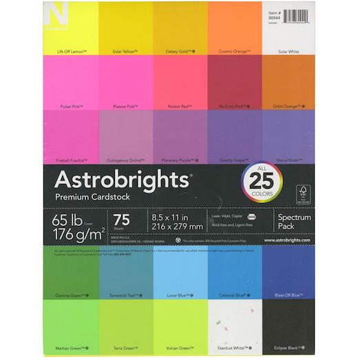 Neenah 8.5"x11" Astrobrights Spectrum Cardstock Pack 75pcs - 25 Colours