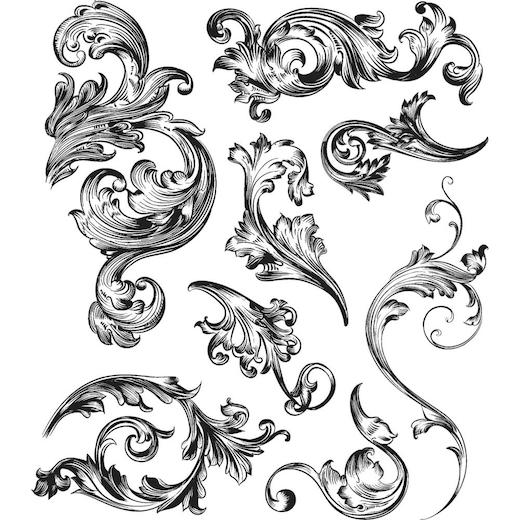 Tim Holtz Cling Rubber Stamps - Scrollwork CMS367 | Buddly Crafts