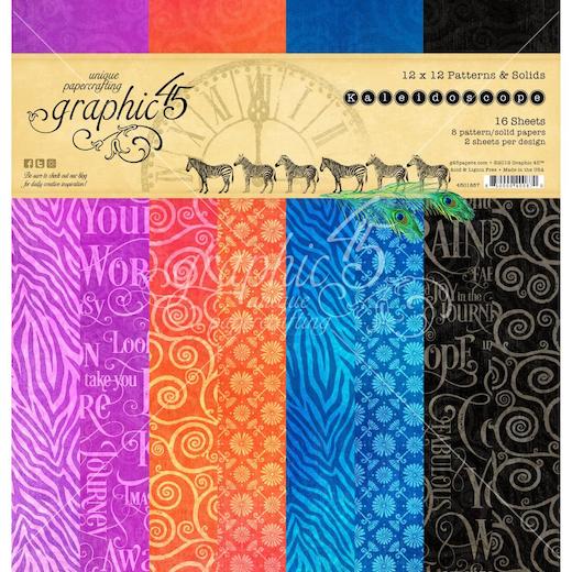 Graphic 45 12/"x12/" Double-Sided Paper Pad 16pcs Kaleidoscope G4501857