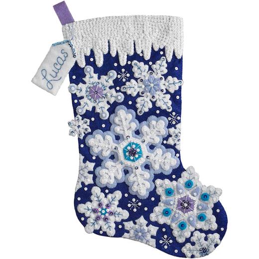 Bucilla 18" Felt Christmas Stocking Kit - Sparkle Snowflake | Buddly Crafts