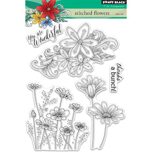 Penny Black Clear Stamps - Stitched Flowers 30-418 | Buddly Crafts