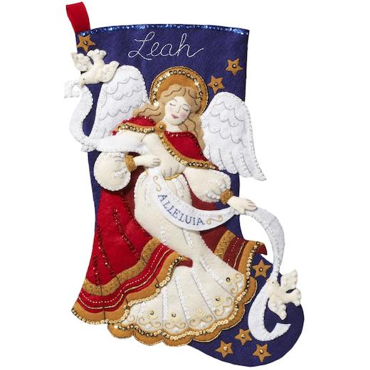 Bucilla 18" Felt Christmas Stocking Kit - Christmas Angel  Buddly Crafts