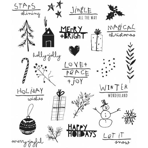 Tim Holtz Cling Rubber Stamps - Seasonal Scribbles CMS386
