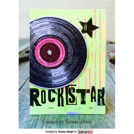 Darkroom Door Eclectic Cling Rubber Stamp DDES011 Vinyl Record