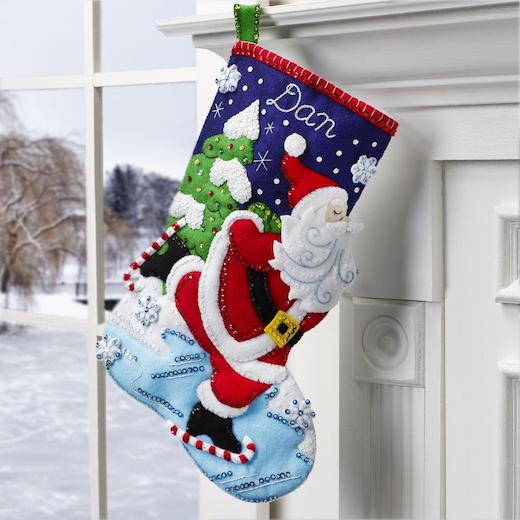 Bucilla 18 Felt Christmas Stocking Kit - Skating Santa