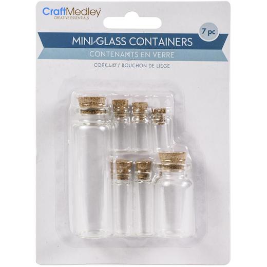 Craft Medley Mini Glass Bottles with Cork Lids 7pcs Buddly Crafts
