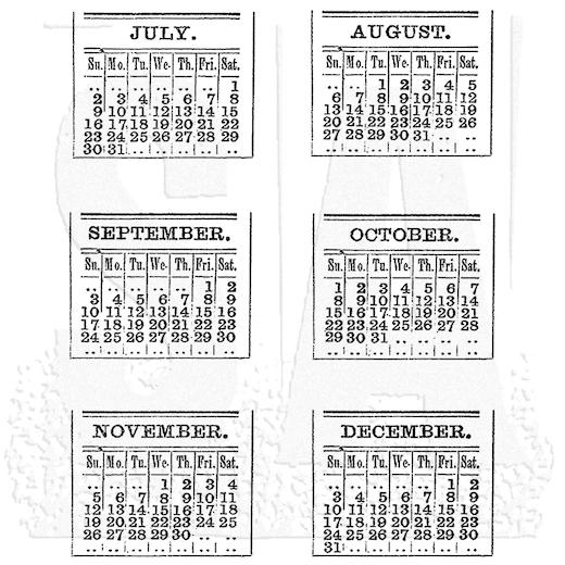 Tim Holtz Cling Rubber Stamps - Calendar 2 CMS035