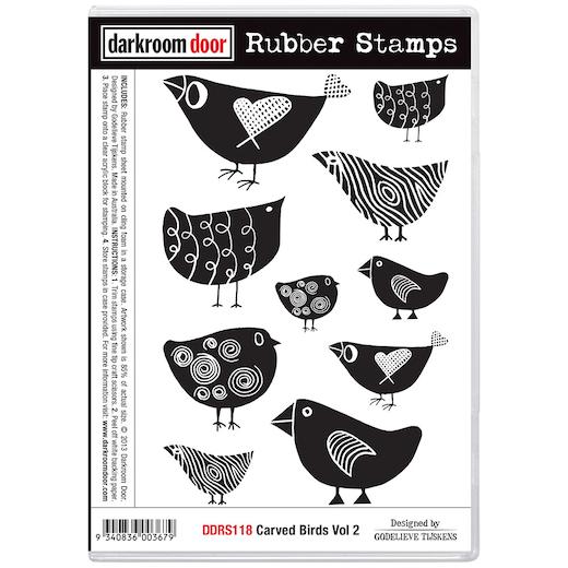 Darkroom Door Cling Rubber Stamps Set DDRS118 Carved Birds Vol 2