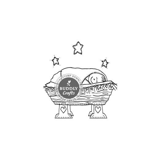 Kim's Digital Stamp - Baby Jesus In Manger | Buddly Crafts
