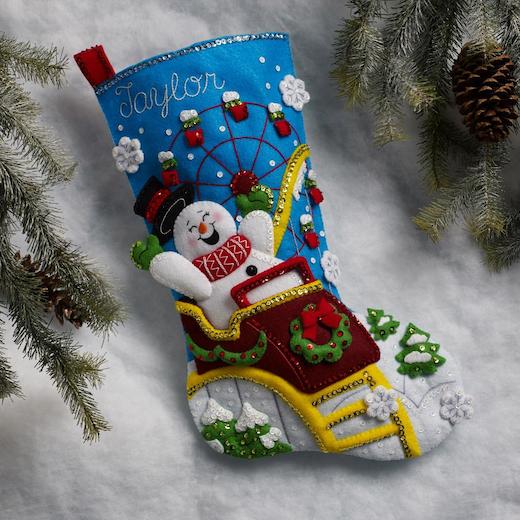 Bucilla Felt Stocking Applique Kit 18 Long-Sledding with Santa