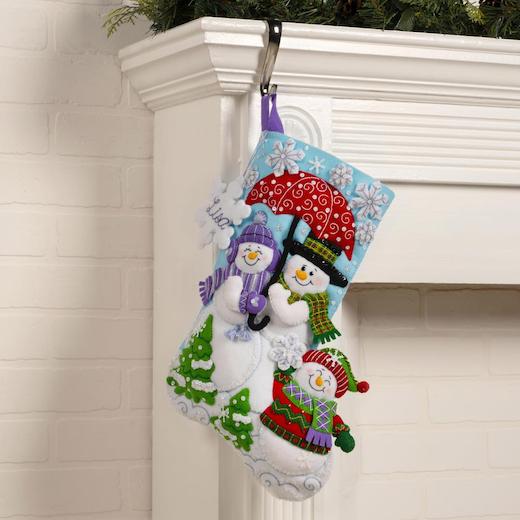 Bucilla Jolly Snowman 18 Felt Christmas Stocking Kit 83655, Frosty