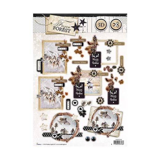 Studio Light A4 Die Cut Decoupage Toppers Frozen Forest EASYFF532
