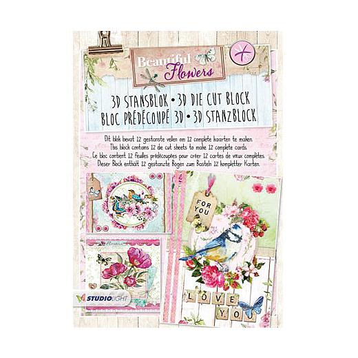 Studio Light A4 3D Die Cut Block Beautiful Flowers 40 Buddly Crafts