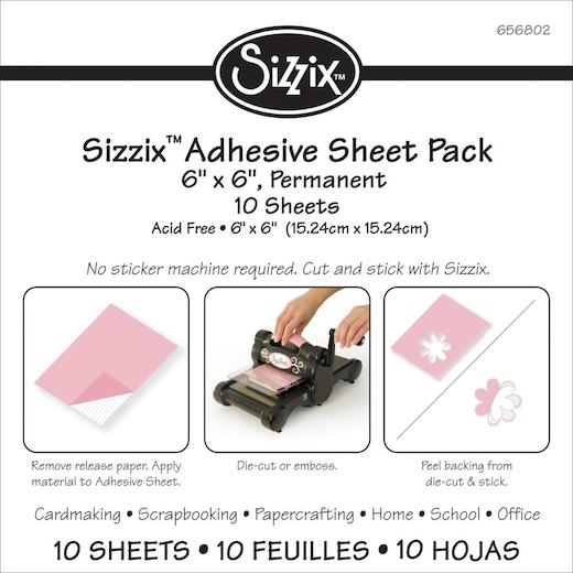 Sizzix Adhesive Sheets 6" x 6" Permanent, 10 Sheets Buddly Crafts