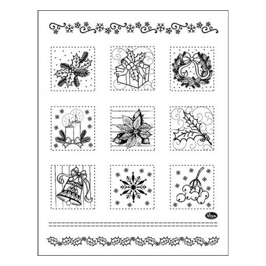 Viva Decor A5 Clear Silicone Stamps Set Christmas Patchwork 69