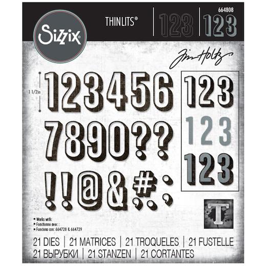 Sizzix Thinlits Dies by Tim Holtz 21pcs - Alphanumeric Shadow Numbers ...