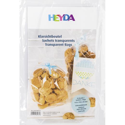 Heyda Flat Bottomed Clear Cellophane Bags 10pcs