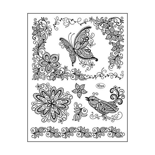 Viva Decor A5 Clear Silicone Stamps Set Scribble Butterfly 77