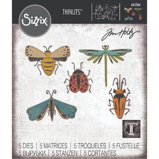 Sizzix Thinlits Set Di Fustelle – 5 Pezzi, Motivo Insetti Funky By Tim Holtz, Multicolore - 2