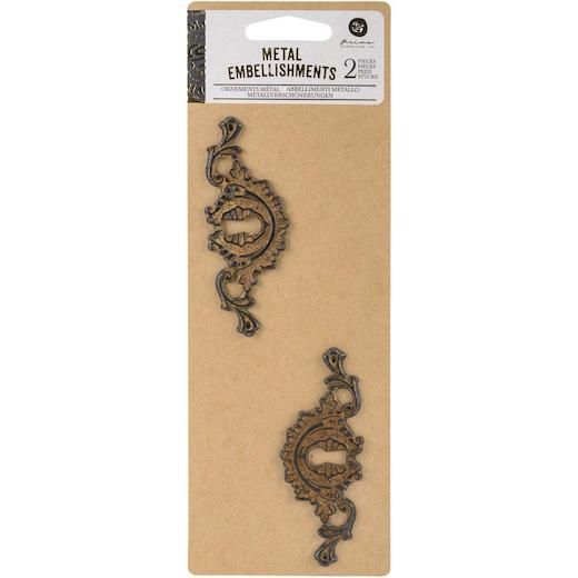 Prima Metal Embellishments Antique Brass Finish Ornate Keyhole 2pcs