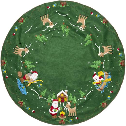 Bucilla North Pole This Way Felt Tree Skirt Kit | 43 Inch Christmas Tree Skirt DIY Craft