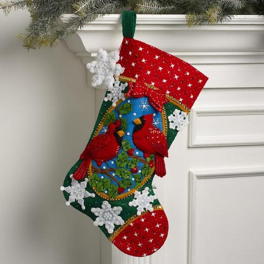 Bucilla 18" Felt Christmas Stocking Kit Christmas Cardinals Buddly