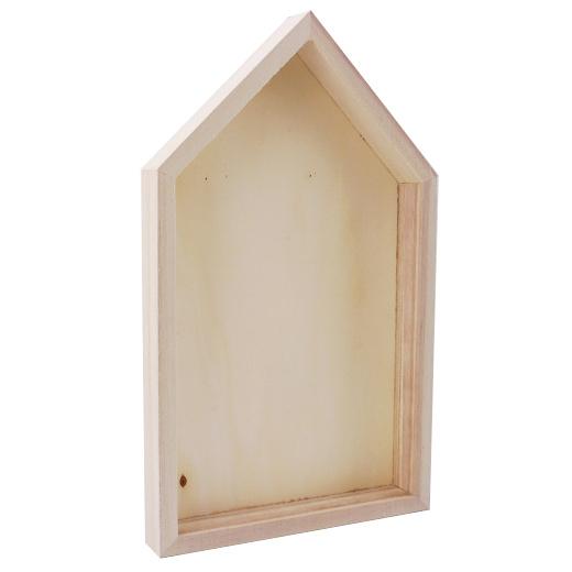 Bare Wood Shadow Box Frame 25cm House 8056 Buddly Crafts