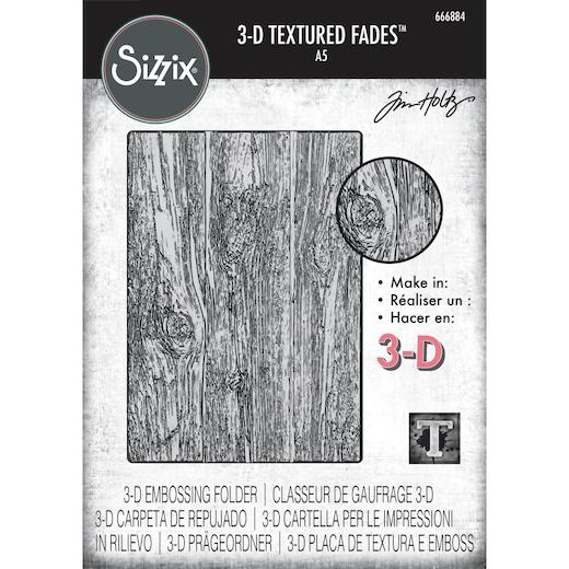 Sizzix 3-D Texture Fades A5 Embossing Folder - Lumber by Tim Holtz