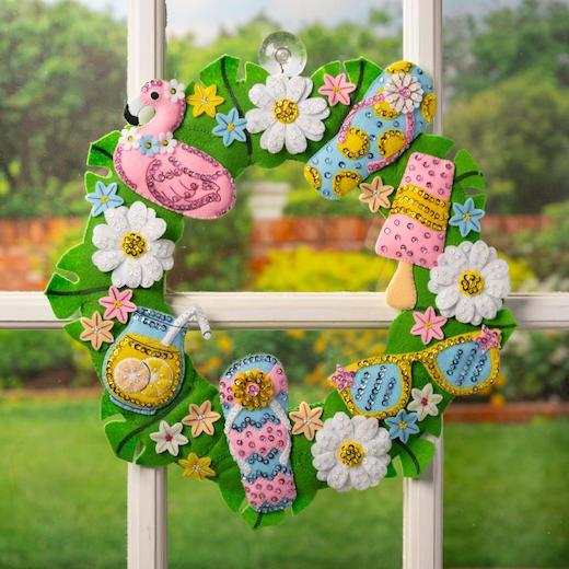 Kit Couronne En Feutre Bucilla 'Holiday Housecats' - 37.5x37.5 Cm, Broderie, Décoration Noël