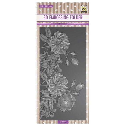 Nellie‘s Choice 3D Embossing Folder Slimline Wild Roses EF3D051