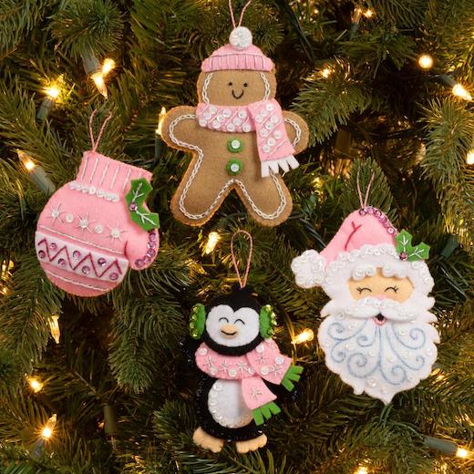 Bucilla Felt Ornaments Applique Kit Set of 4 - Santa Sweets 89708E