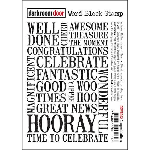 Darkroom Door Word Block Rubber Stamp DDWB002 Congratulations