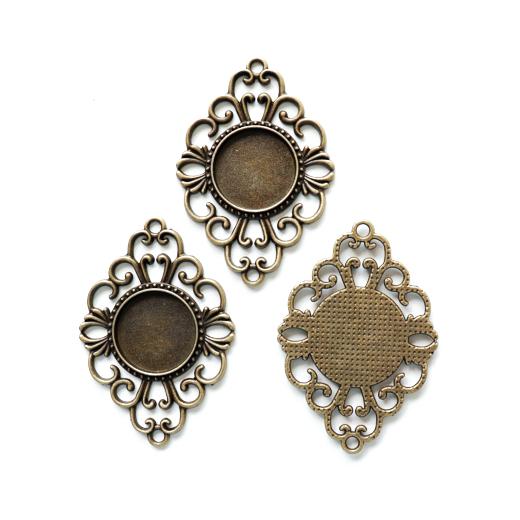 Buddly Crafts Antique Bronze Jewellery Bezels 3pcs Connector 36mm x
