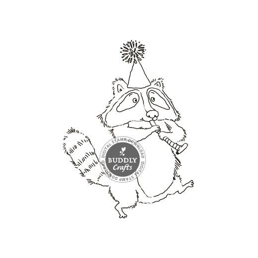 Christine Grove Digital Stamp Birthday Racoon Buddly Crafts