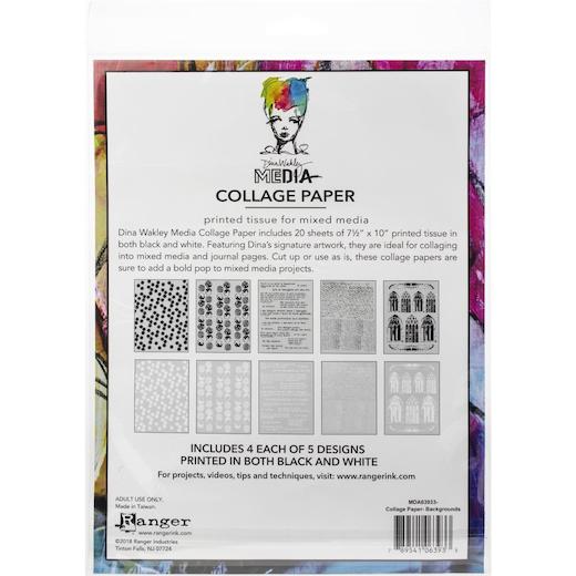 Dina Wakley Media Collage Tissue Paper 20pcs Backgrounds Buddly Crafts