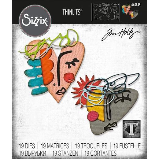 Sizzix Thinlits Die Set 19pcs - Abstract Faces by Tim Holtz 665845