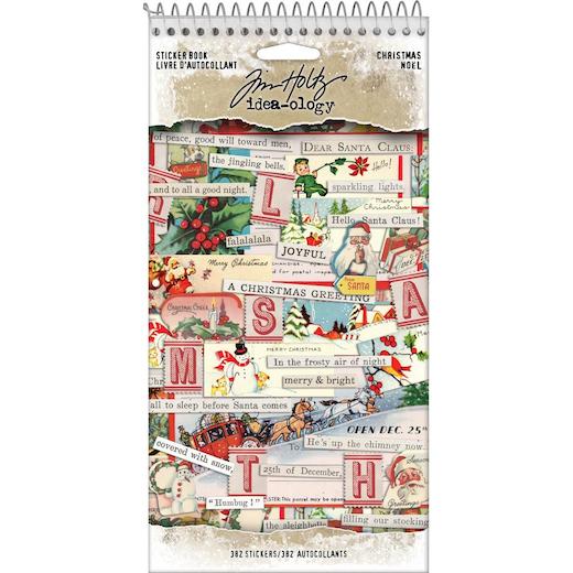 Tim Holtz Ideaology Sticker Book 4.5"x8.75" Christmas 382pcs TH94091