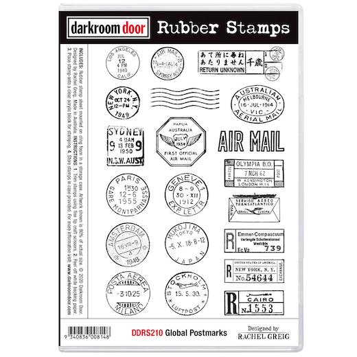 Darkroom Door Cling Rubber Stamps Set DDRS210 Global Postmarks Buddly Crafts