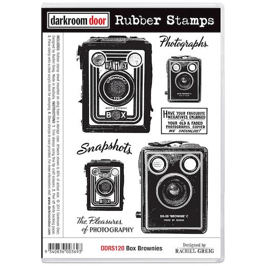 Darkroom Door Cling Rubber Stamps Set DDRS120 Box Brownies Buddly