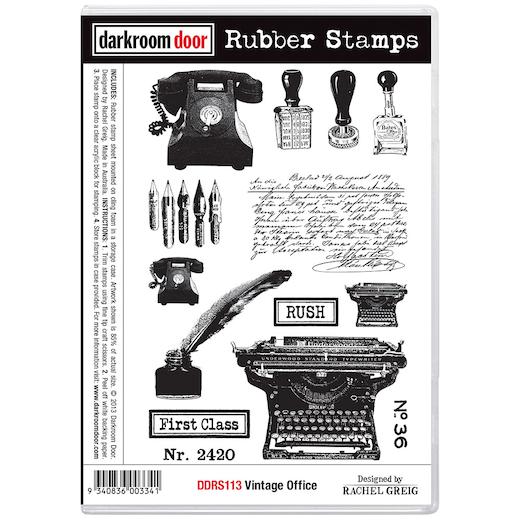 Darkroom Door Cling Rubber Stamps Set DDRS113 Vintage Office