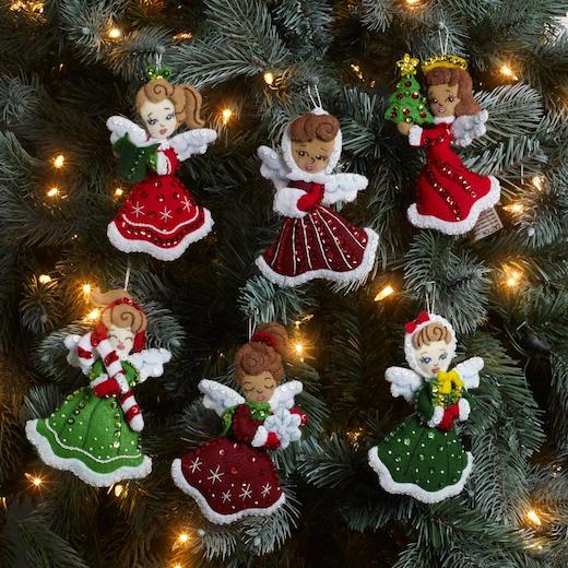 Bucilla Felt Ornaments Applique Kit Set of 6 Christmas Angels Buddly Crafts