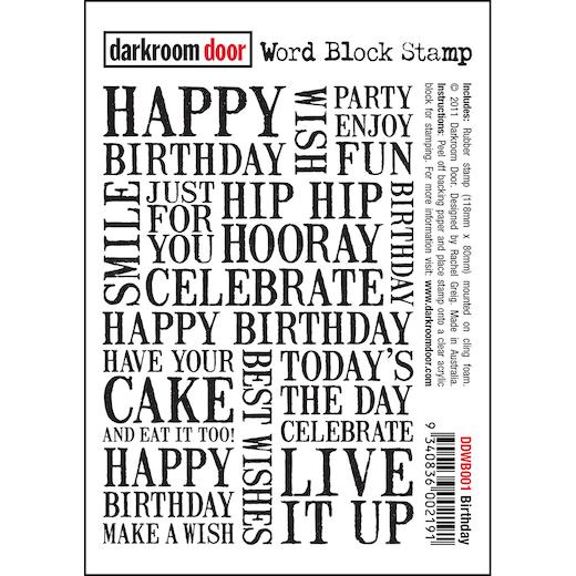 Darkroom Door Word Block Rubber Stamp DDWB001 Birthday Buddly