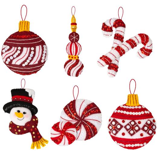 Bucilla SANTA & FROSTY Snowman Felt Christmas Ornament Kit #83957 Set Of 6  NEW
