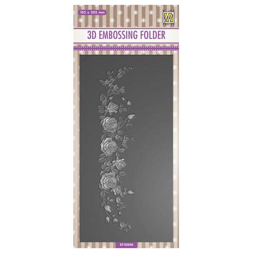 Nellie‘s Choice 3D Embossing Folder - Slimline Roses Border EF3D056 ...